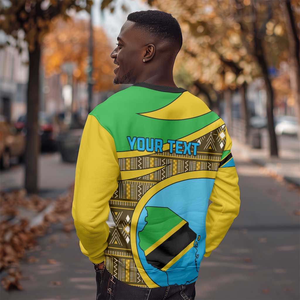 Personalized Tanzania Independence Day Sweatshirt with Tanzanian Coat of Arms and African Pattern LT01