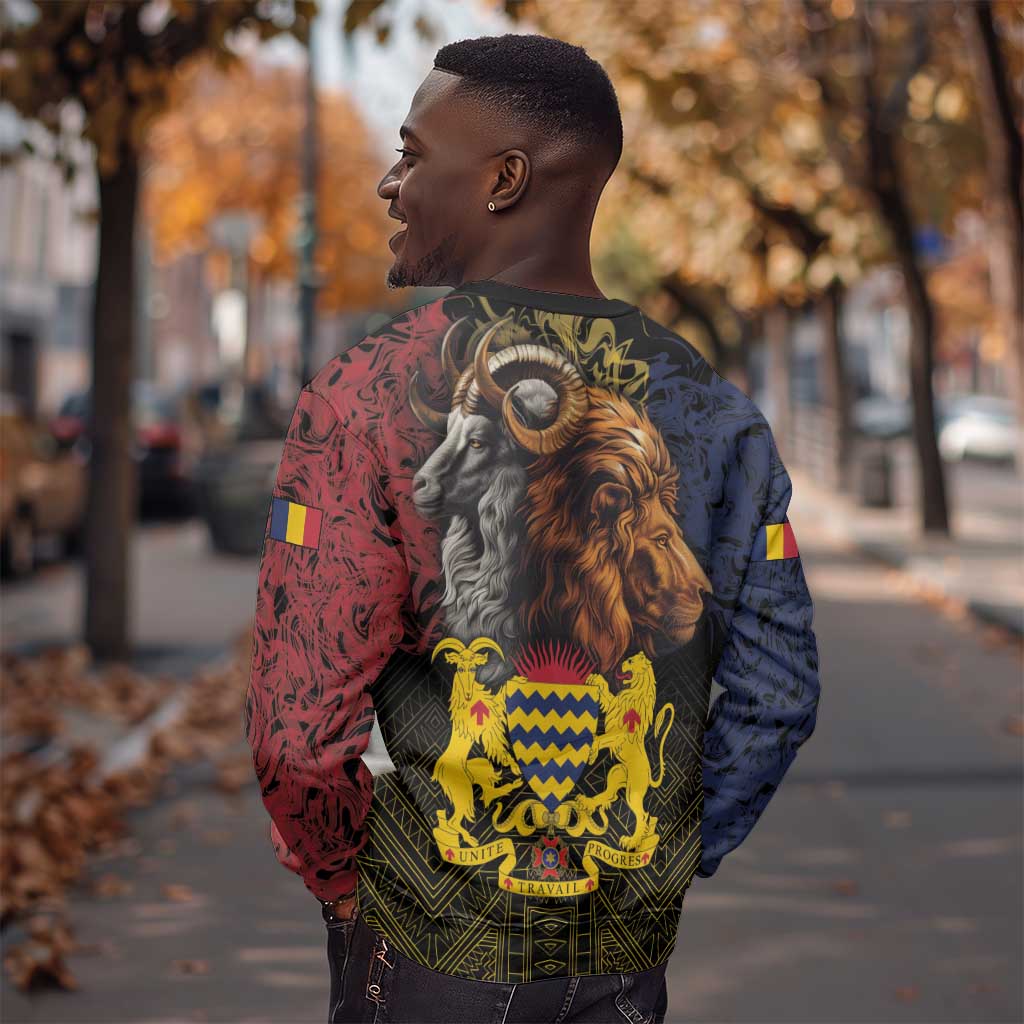 Chad Independence Day 1960 Sweatshirt Tchad Goat and Lion African Pattern LT01