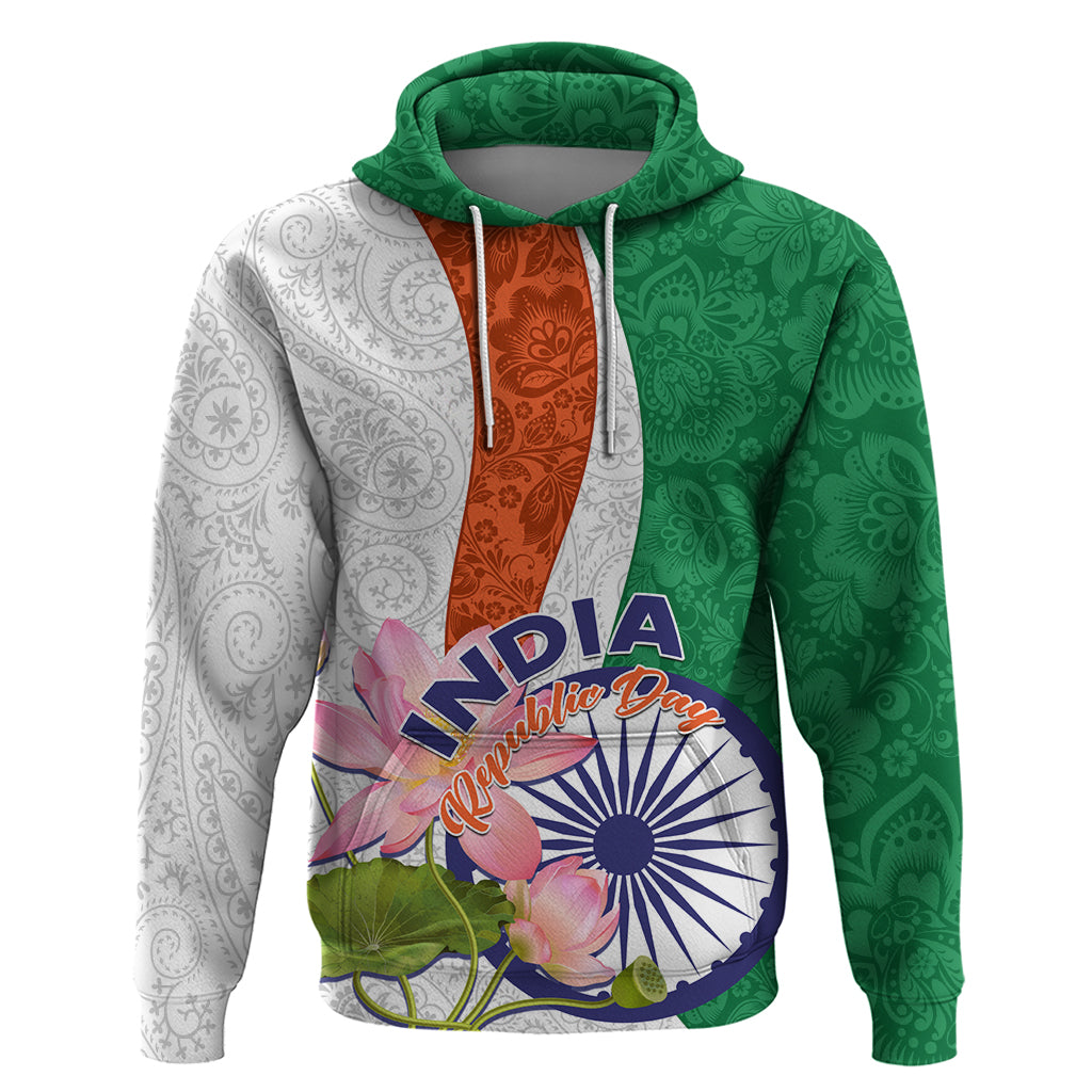 India Republic Day Hoodie Lotus Floral Paisley Pattern LT01