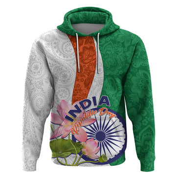 India Republic Day Hoodie Lotus Floral Paisley Pattern LT01