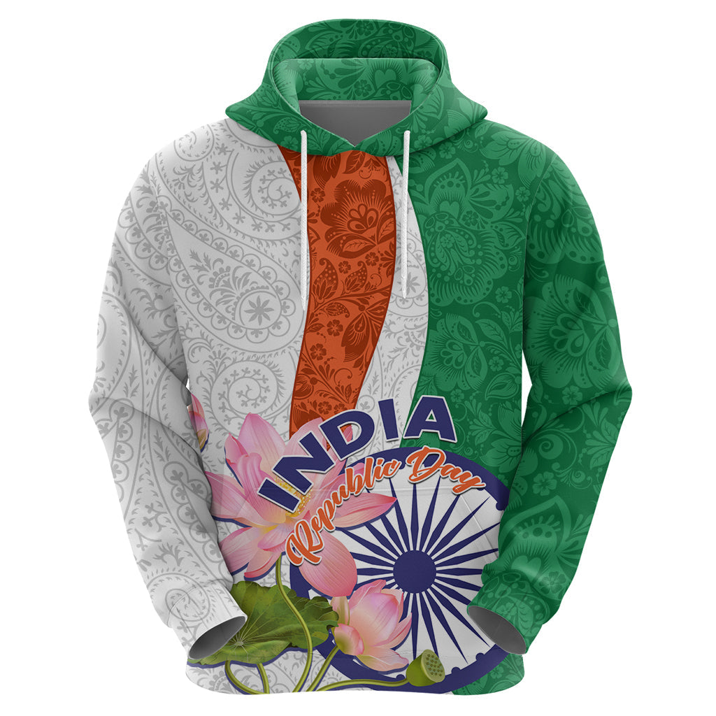 India Republic Day Hoodie Lotus Floral Paisley Pattern LT01