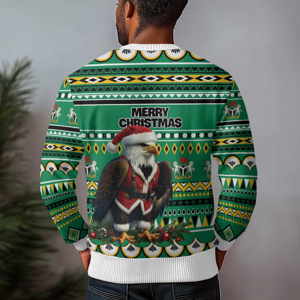 Nigeria Christmas Ugly Christmas Sweater Eagle Santa African Pattern LT01