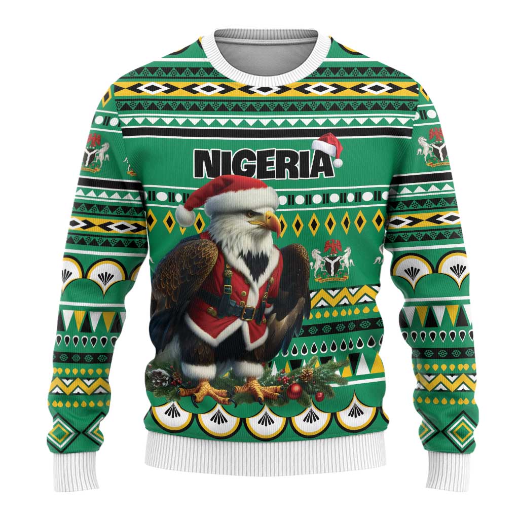 Nigeria Christmas Ugly Christmas Sweater Eagle Santa African Pattern LT01
