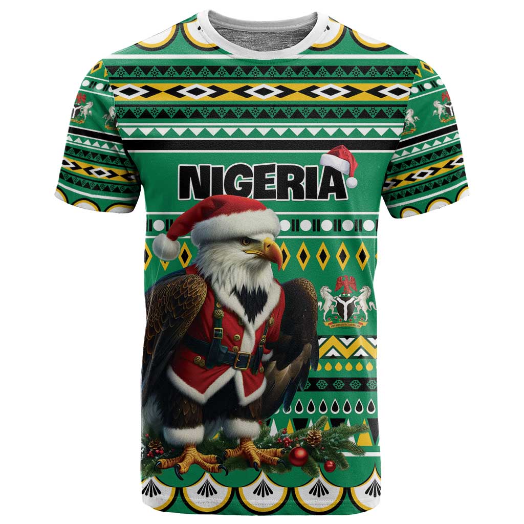 Nigeria Christmas T shirt Eagle Santa - African Pattern LT01