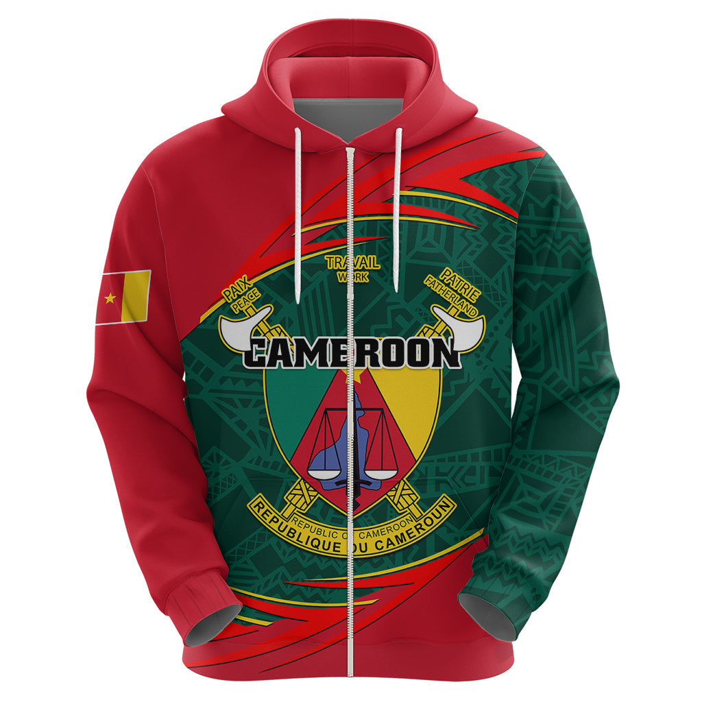 Personalised Cameroon Hoodie Cameroun Coat Of Arms Mix African Pattern LT01