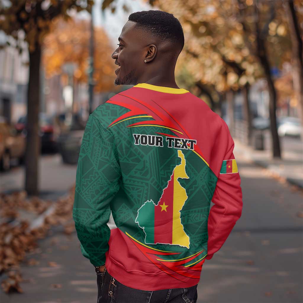 Personalized Cameroon Sweatshirt with Cameroun Coat of Arms and African Pattern LT01