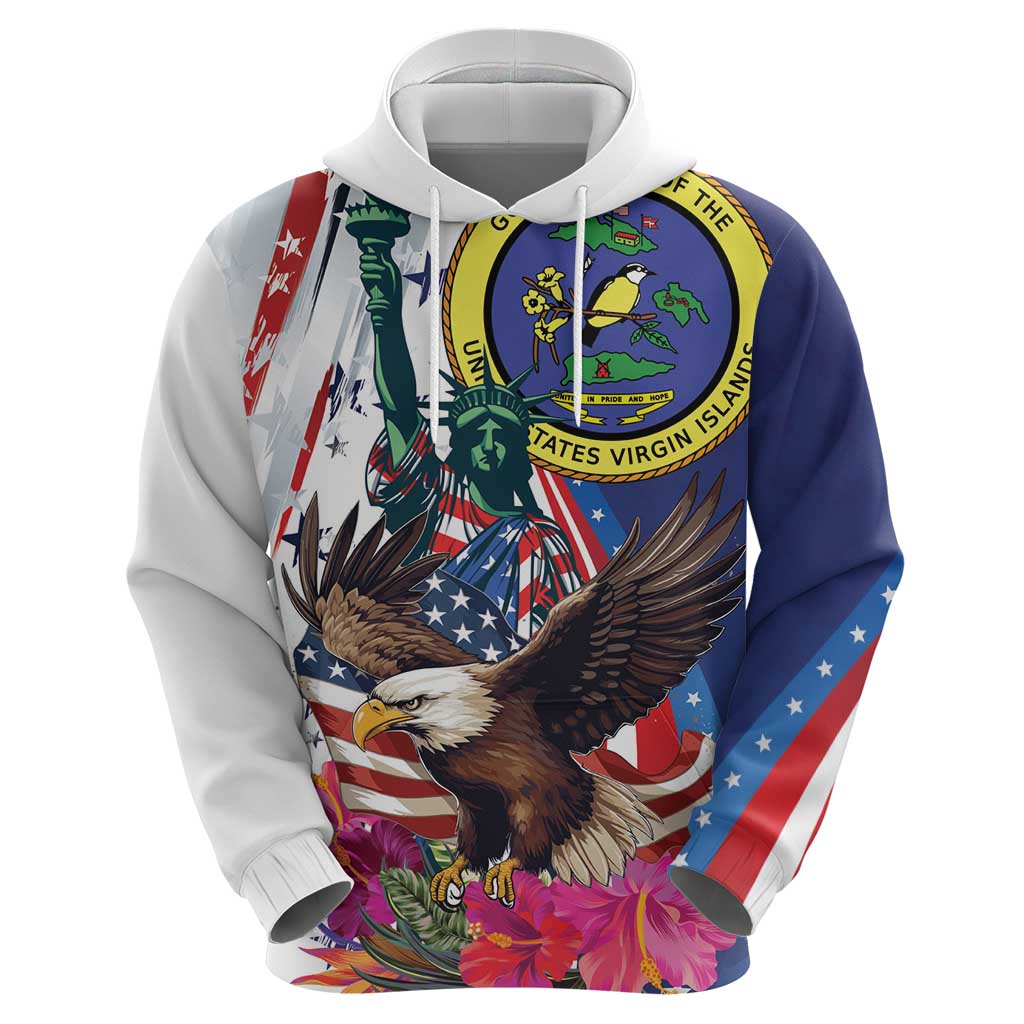 Personalized US Virgin Islands 4th of July Hoodie US Eagle Statue of Liberty LT01