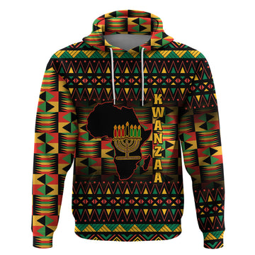 Kwanzaa Festival Hoodie Kinara Candles African Pattern LT01