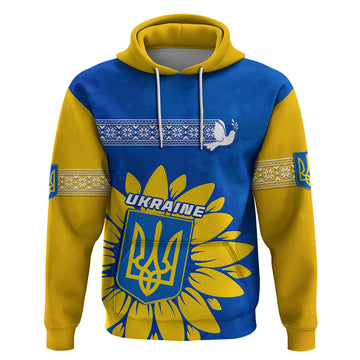 Personalised Ukraine Hoodie Ukrainian Coat Of Arms With Sunflower LT01