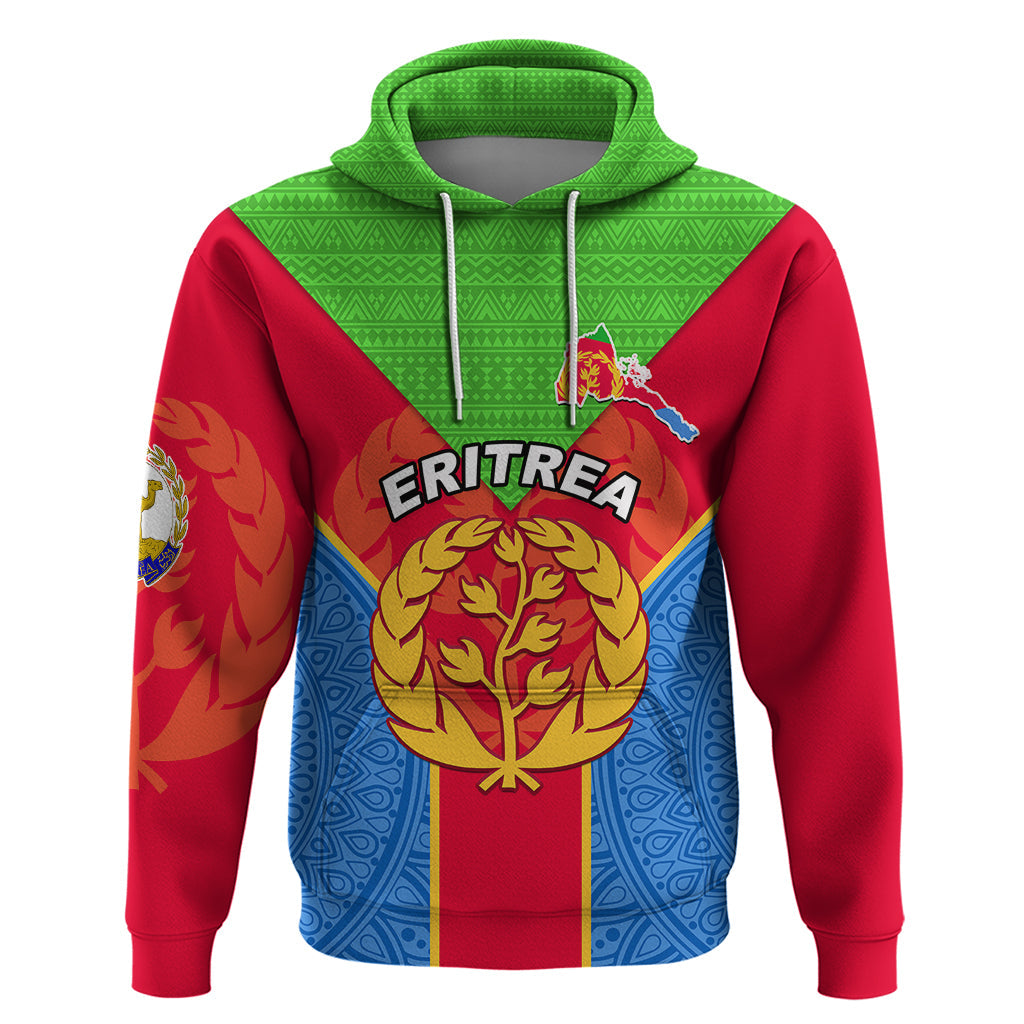 Eritrea Hoodie Eritrean Emblem Flag Mix African Pattern LT01