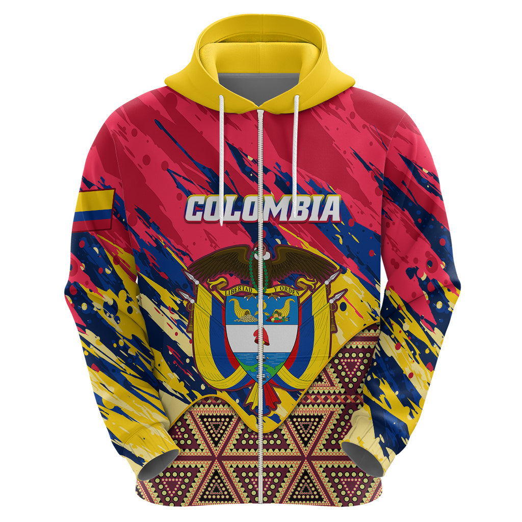 Personalised Colombia Hoodie Colombian Tribal Seamless Patterns LT01