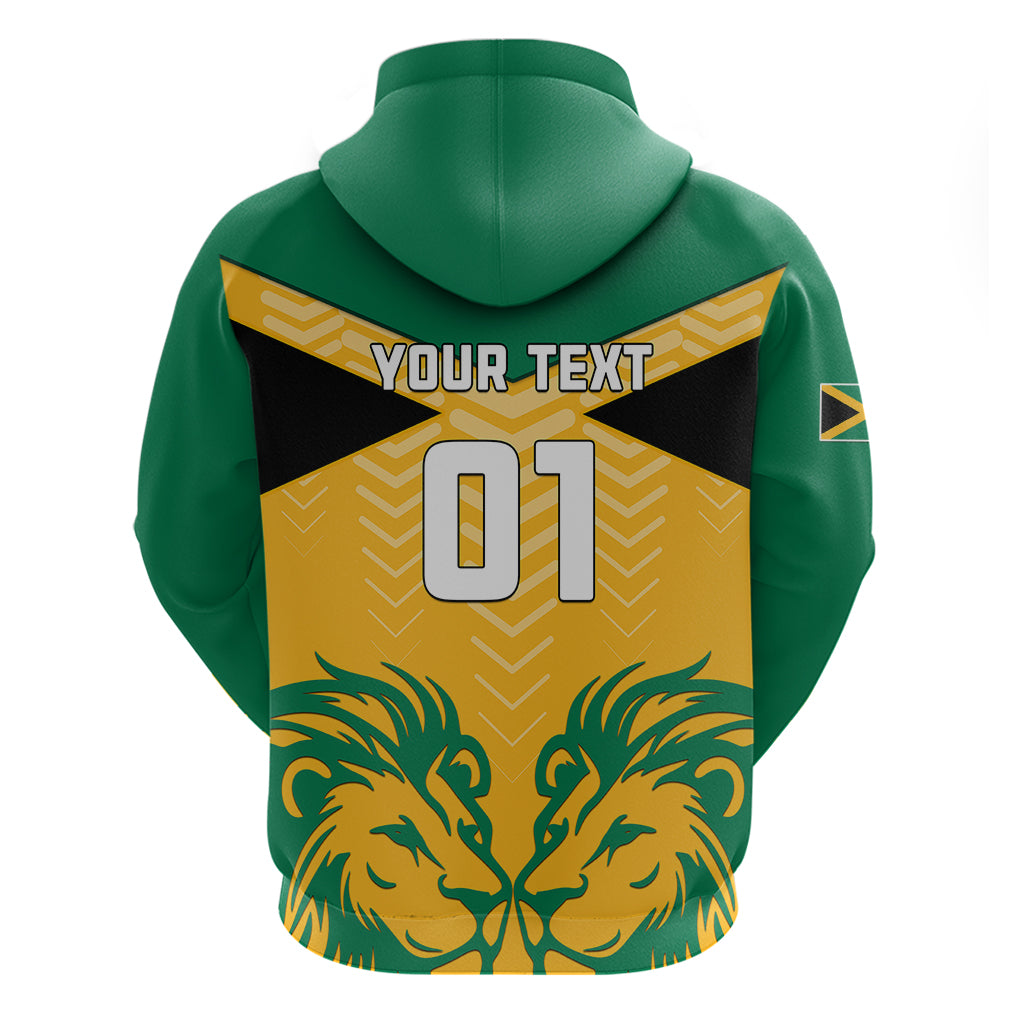 Personalised Jamaica Football Hoodie Reggae Girlz Lion Sporty Style LT01