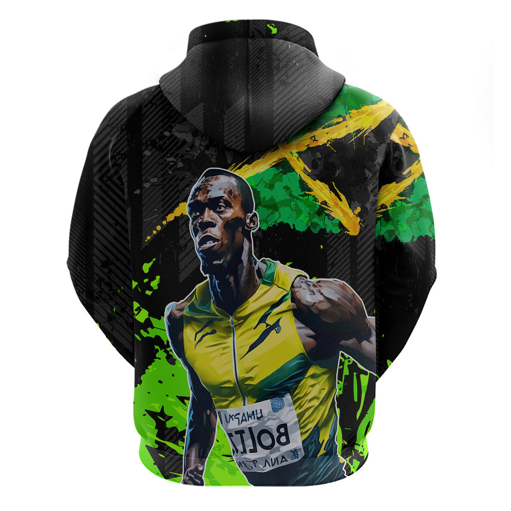 Jamaica Lightning Bolt Hoodie Proud of Jumieka Splash Style Black Color LT03