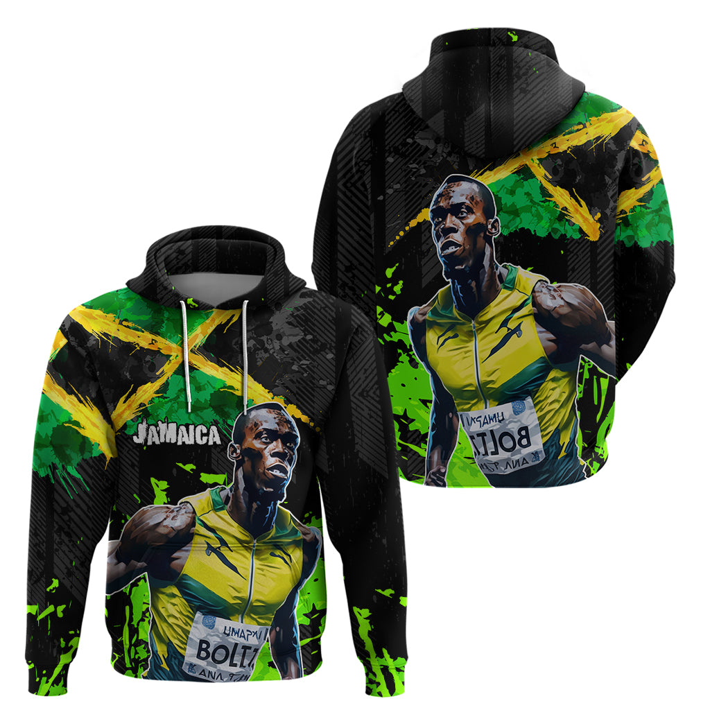 Jamaica Lightning Bolt Hoodie Proud of Jumieka Splash Style Black Color LT03