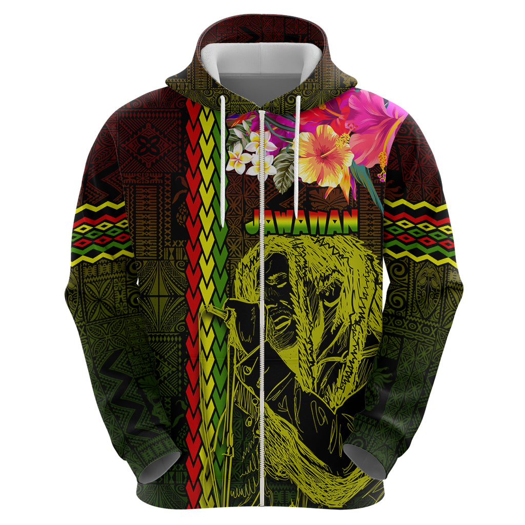 Hawaiian Reggae Music Hoodie Jamaica Singer Tribal Polynesian and Hibiscus LT03