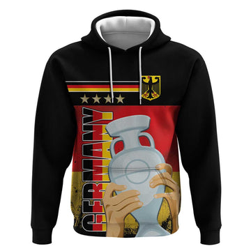 Custom Germany Football Road to the 4th European Championship Hoodie Black Color LT03