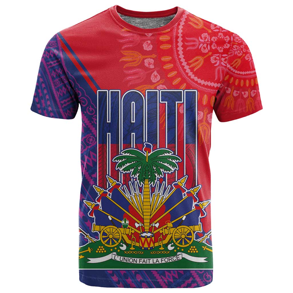 Haiti National Emblem T shirt Dashiki and Polynesian Pattern LT03