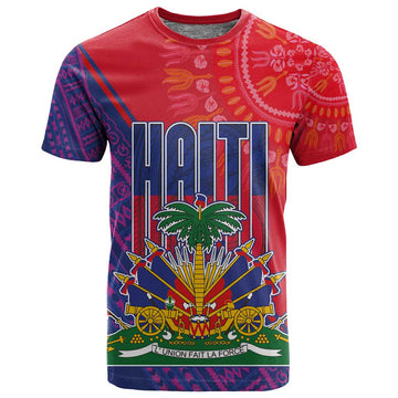 Haiti National Emblem T shirt Dashiki and Polynesian Pattern LT03
