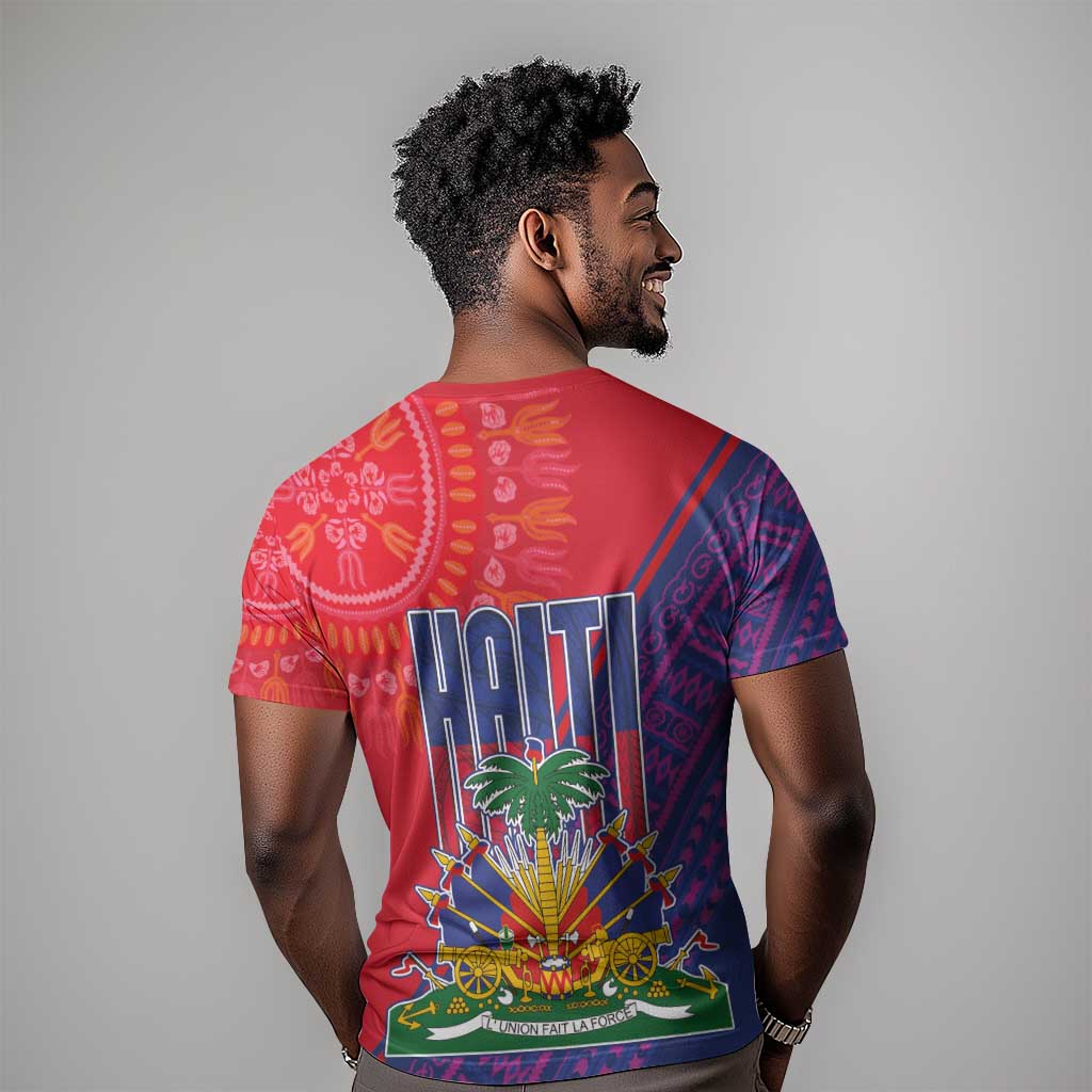 Haiti National Emblem T shirt Dashiki and Polynesian Pattern LT03