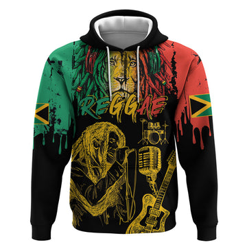 International Reggae Day Hoodie Rastafarian Lion and B-Marley Passion LT03