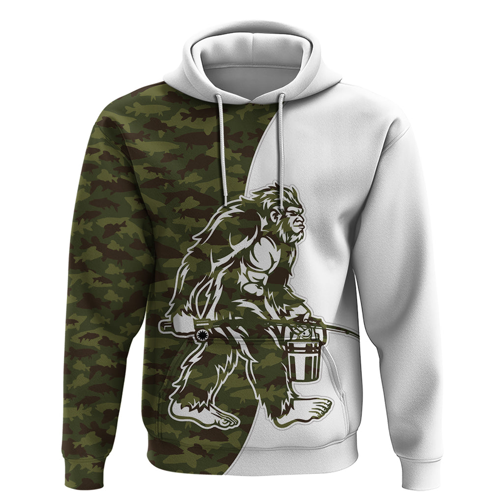 Funny Bigfoot Green Military Texture Fish Hoodie LT03