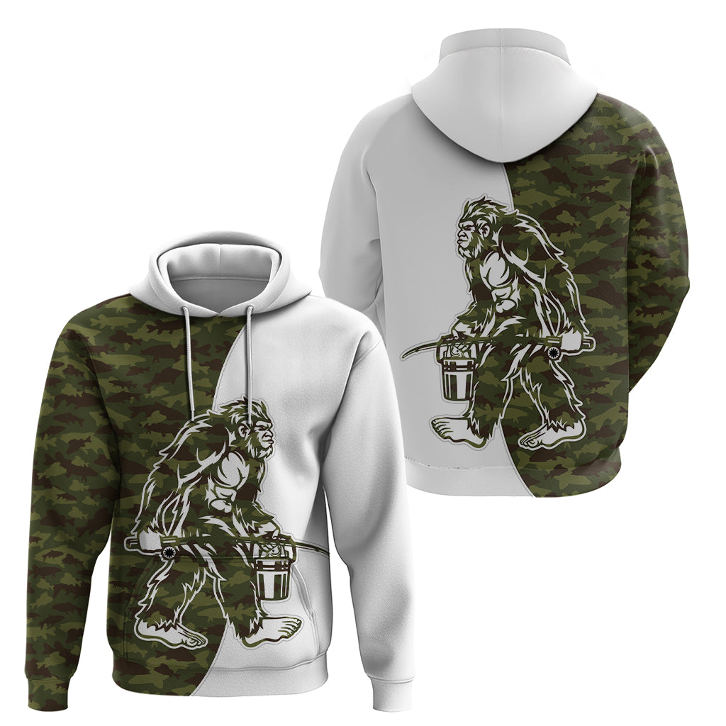 Funny Bigfoot Green Military Texture Fish Hoodie LT03