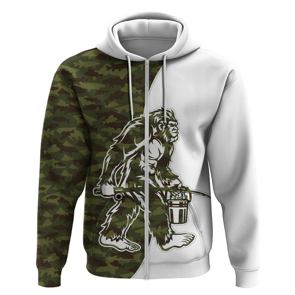 Funny Bigfoot Green Military Texture Fish Hoodie LT03