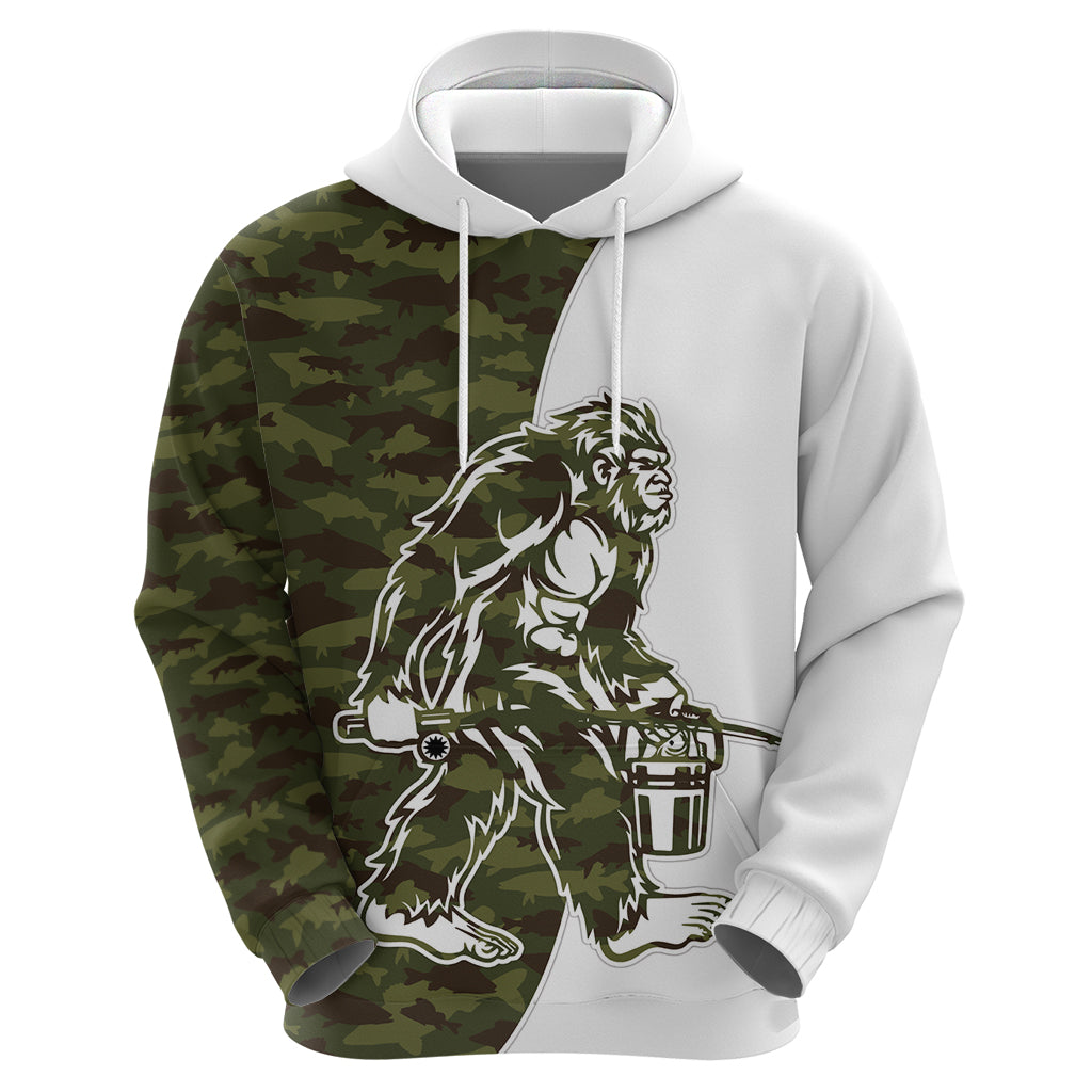 Funny Bigfoot Green Military Texture Fish Hoodie LT03