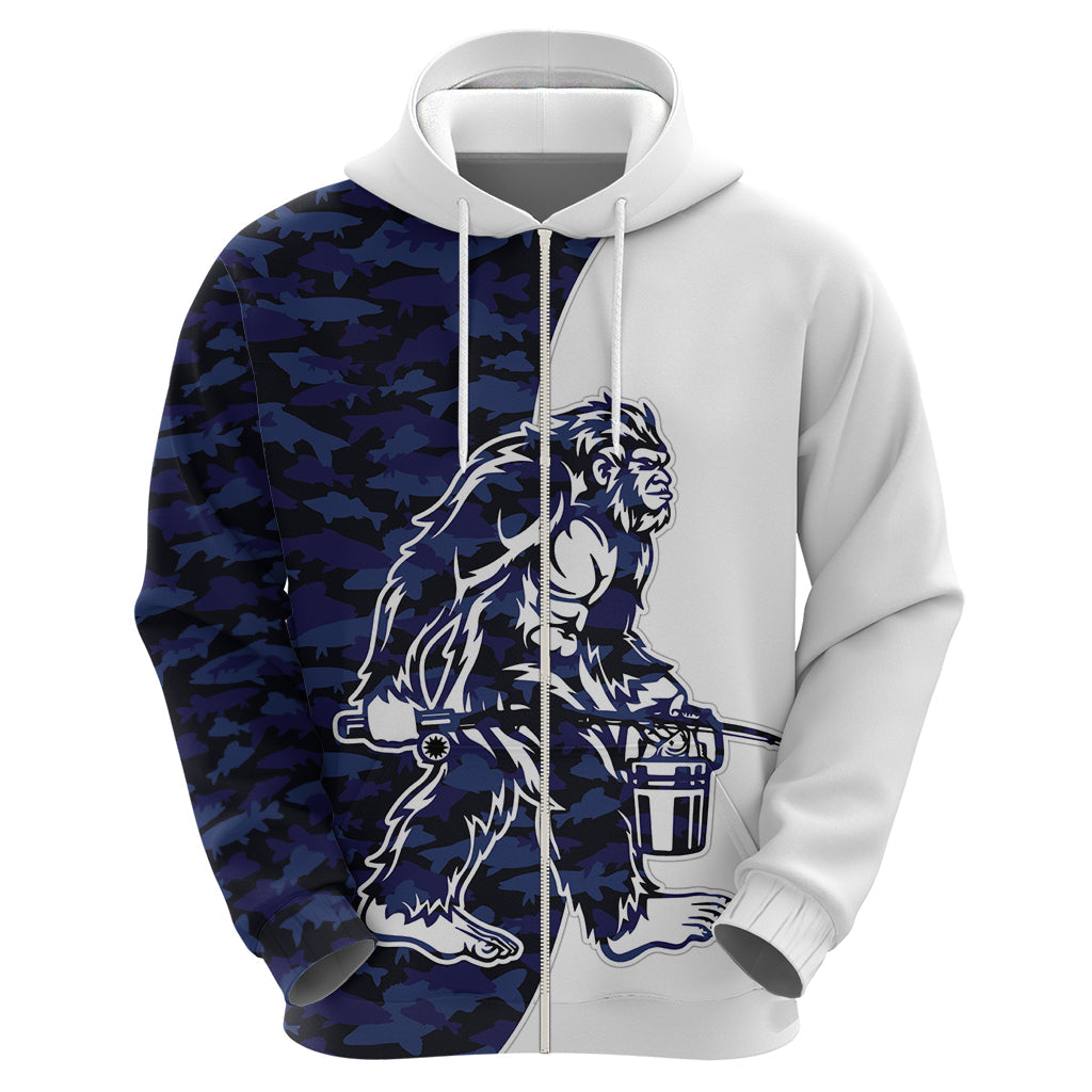Funny Bigfoot Blue Military Texture Fish Hoodie LT03