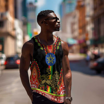 Ethiopia Lion of Judah and The Star Seal Men Tank Top Dashiki Style LT03