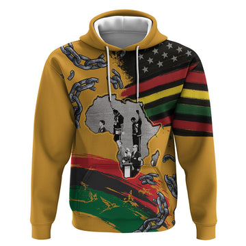 Juneteenth Freedom Day Hoodie 1968 Black Power Salute Broken Chain LT03