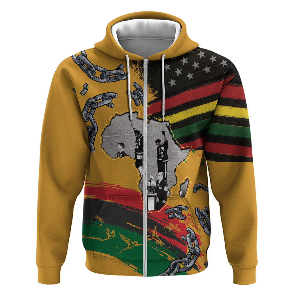 Juneteenth Freedom Day Hoodie 1968 Black Power Salute Broken Chain LT03