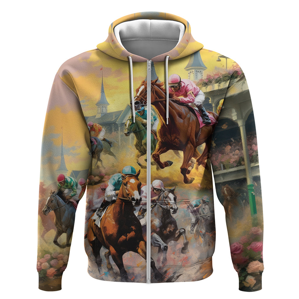Kentucky Horses Racing Watercolor Hoodie LT03