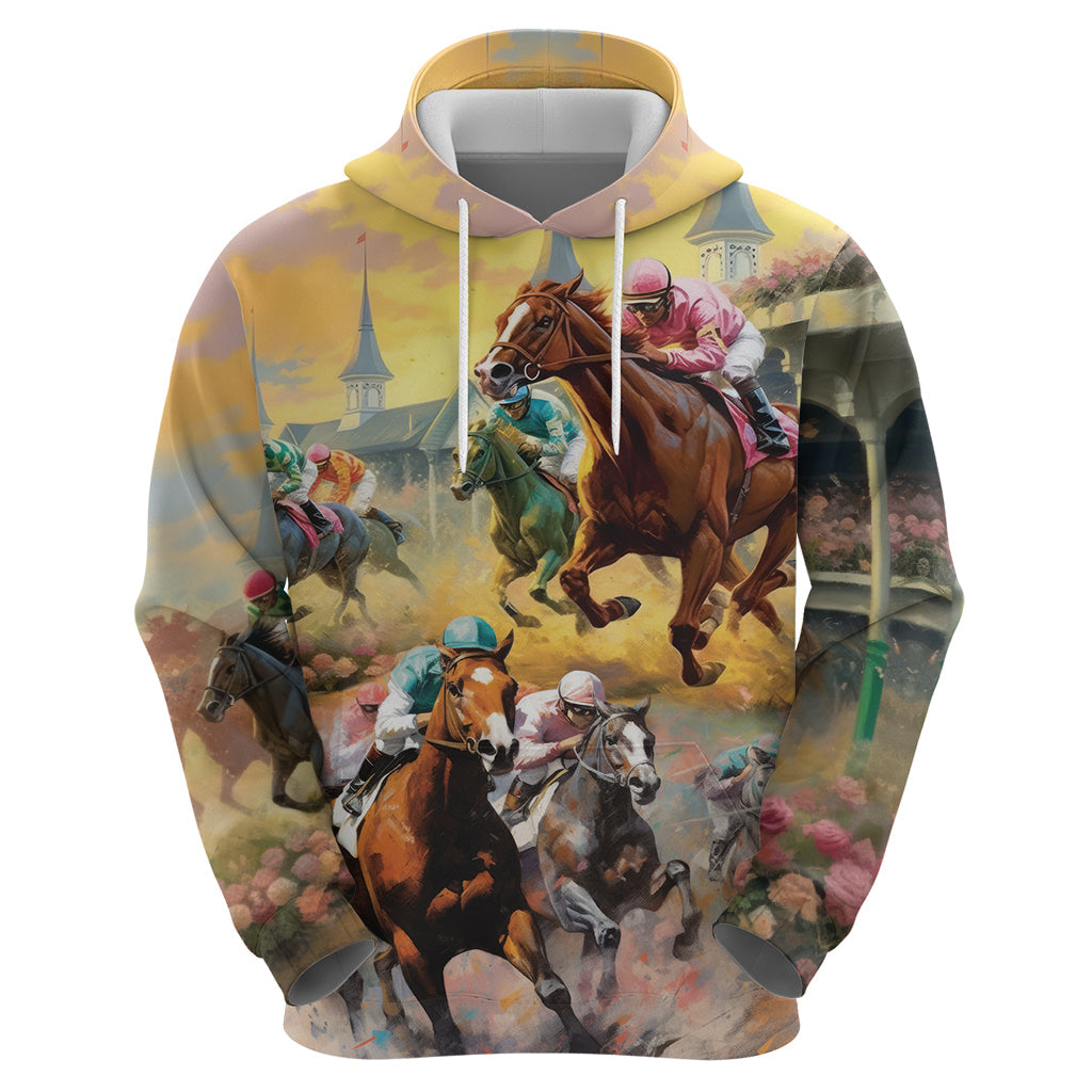 Kentucky Horses Racing Watercolor Hoodie LT03