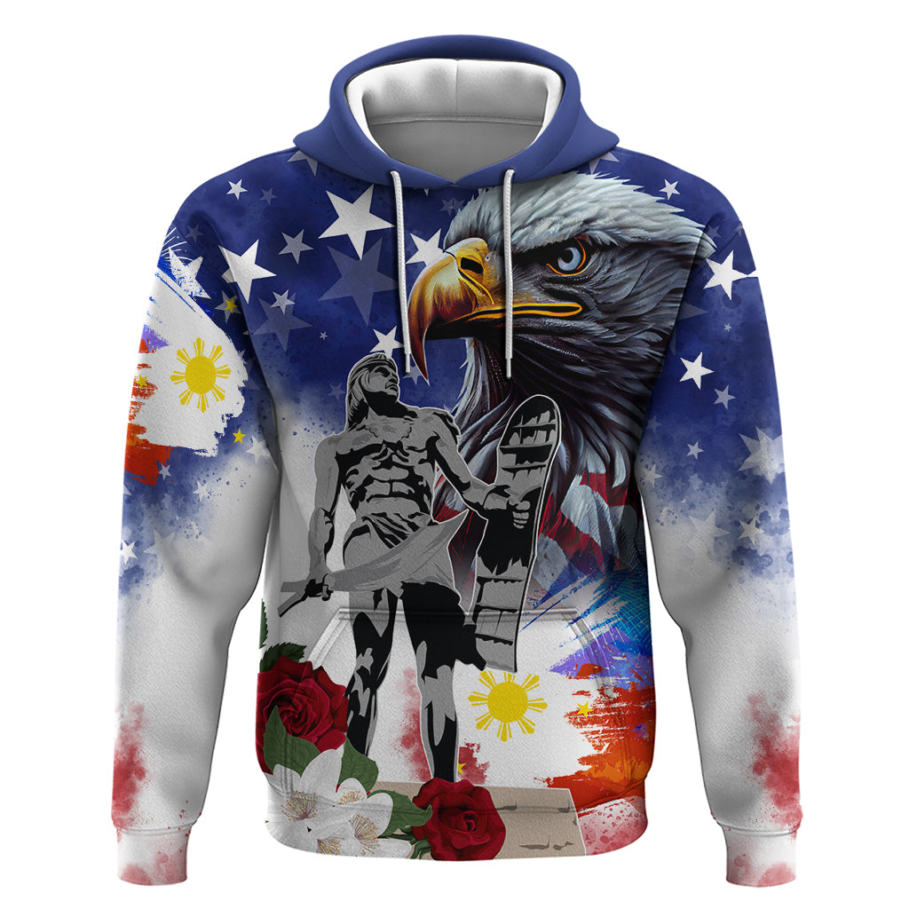 Philippines and American Together Hoodie Filipino Lapulapu and Bald Eagle LT03