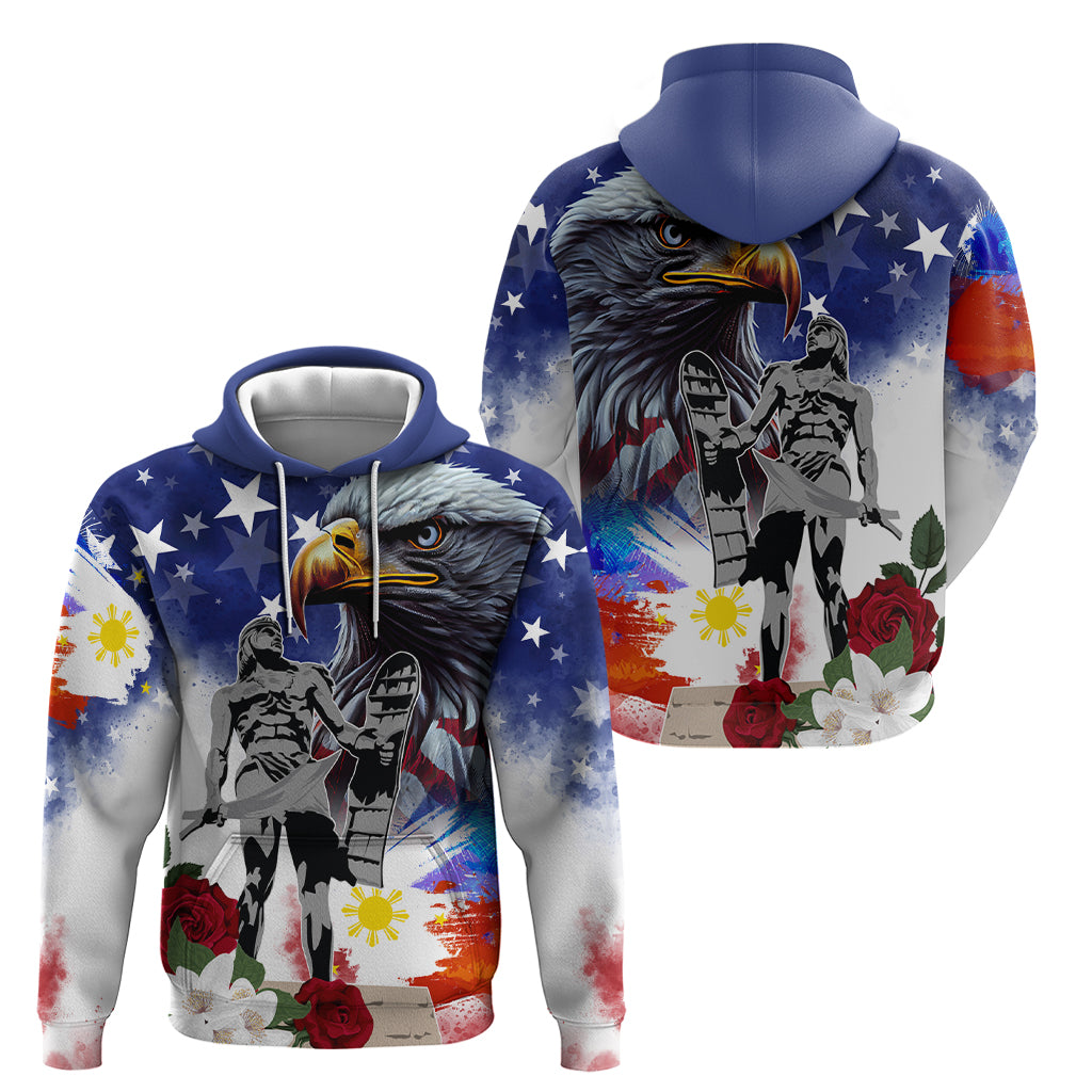 Philippines and American Together Hoodie Filipino Lapulapu and Bald Eagle LT03