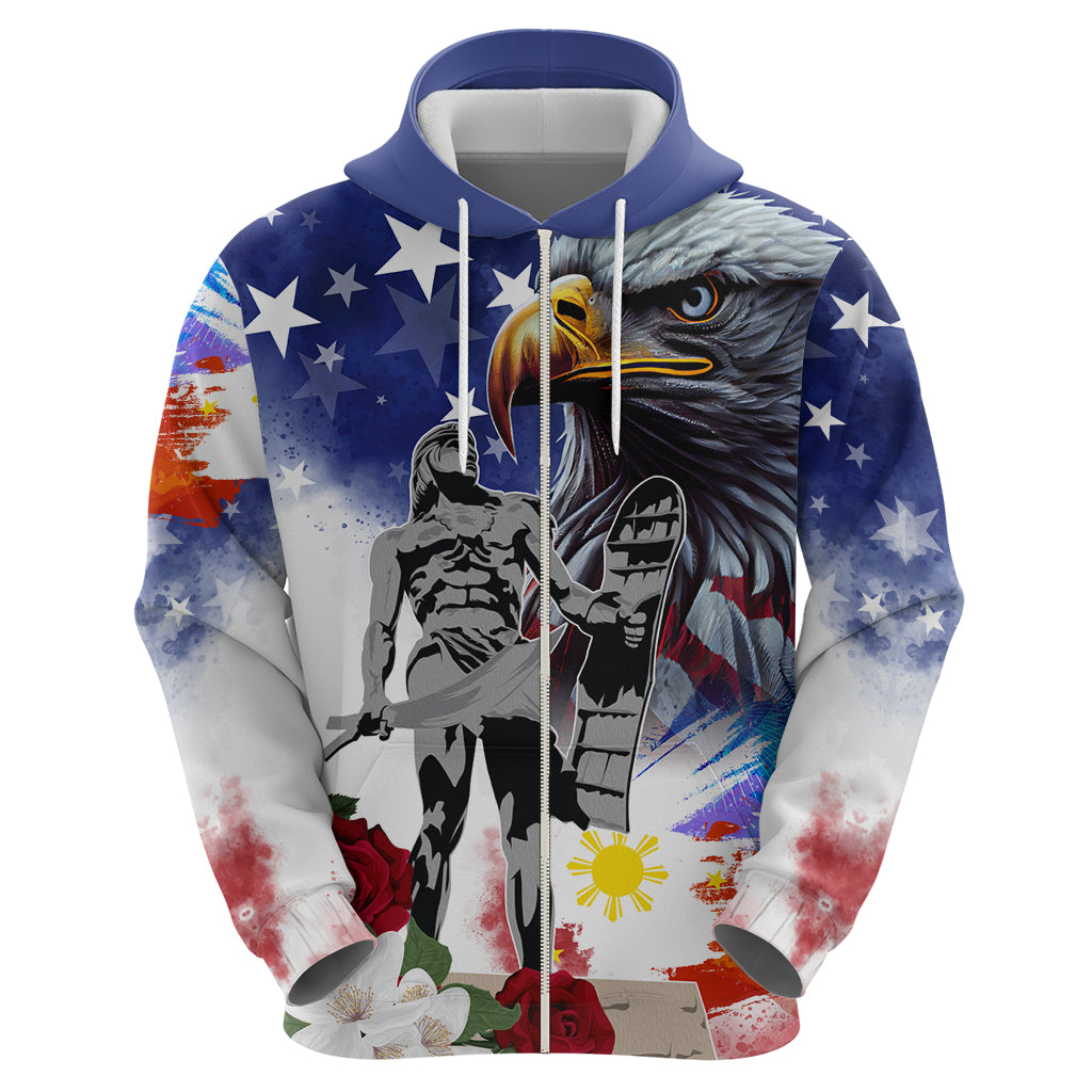 Philippines and American Together Hoodie Filipino Lapulapu and Bald Eagle LT03