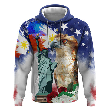 Philippines and American Together Hoodie Filipino Eagle and Statue of Liberty LT03