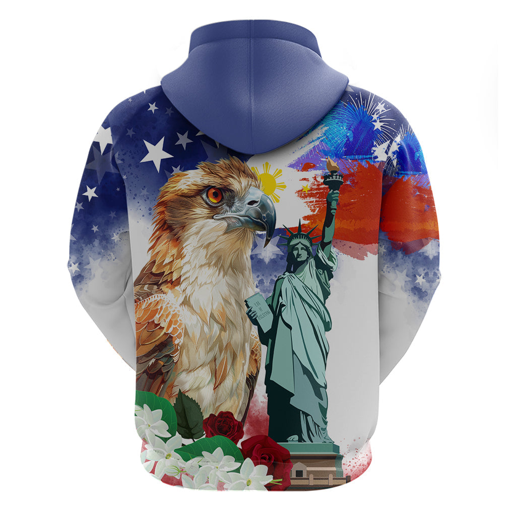 Philippines and American Together Hoodie Filipino Eagle and Statue of Liberty LT03