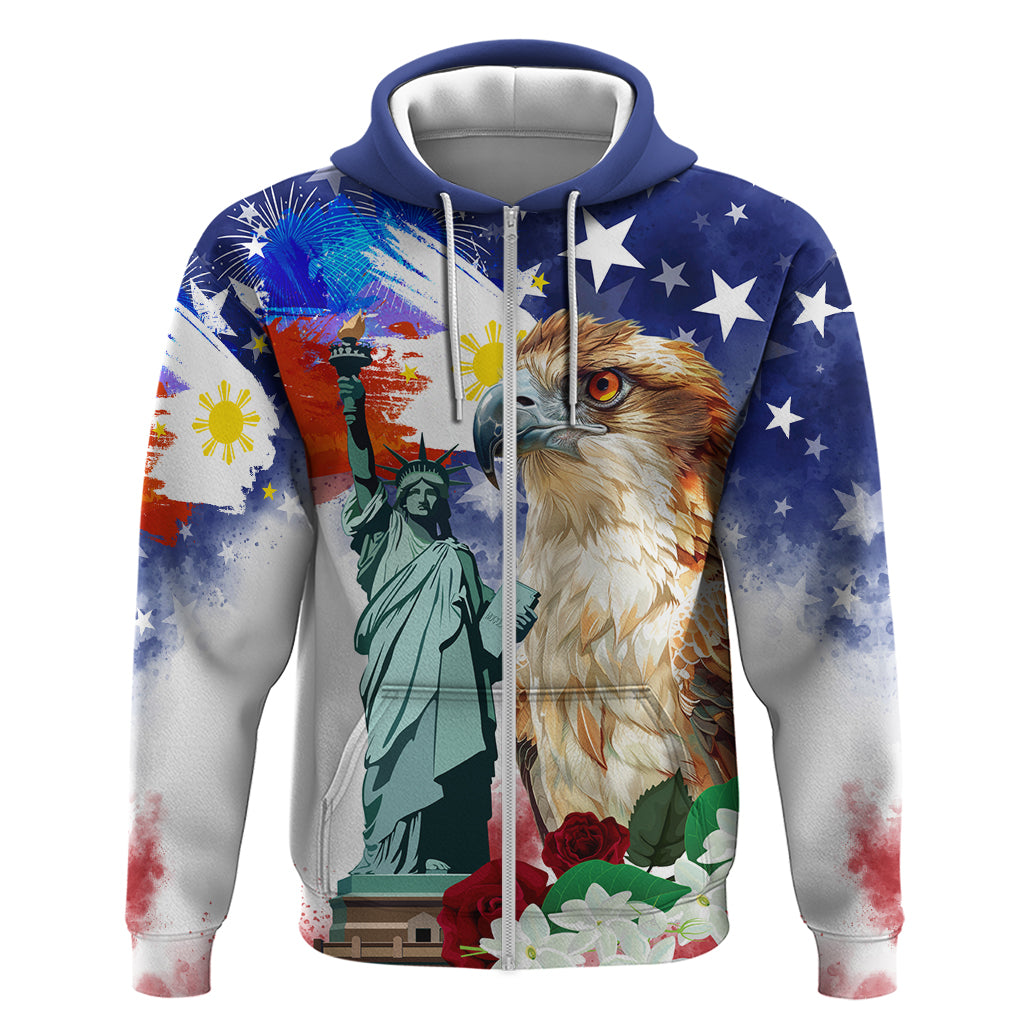 Philippines and American Together Hoodie Filipino Eagle and Statue of Liberty LT03