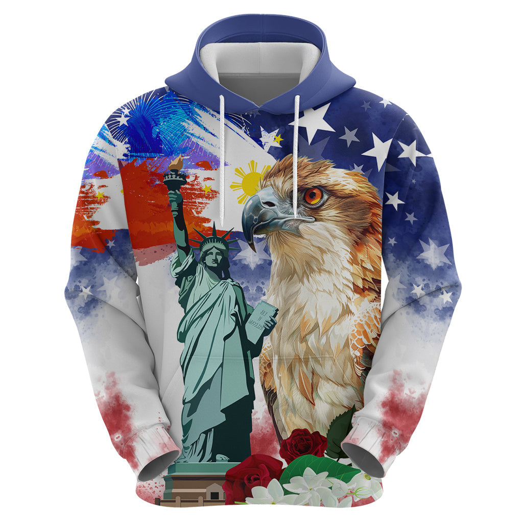 Philippines and American Together Hoodie Filipino Eagle and Statue of Liberty LT03