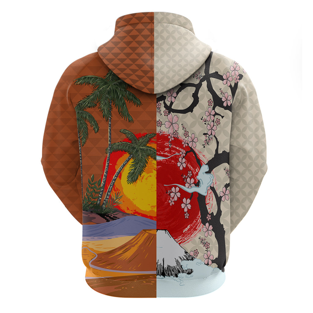 Japanese Culture Hawaii Style Hoodie Mauna Kea and Fuji Mountains LT03