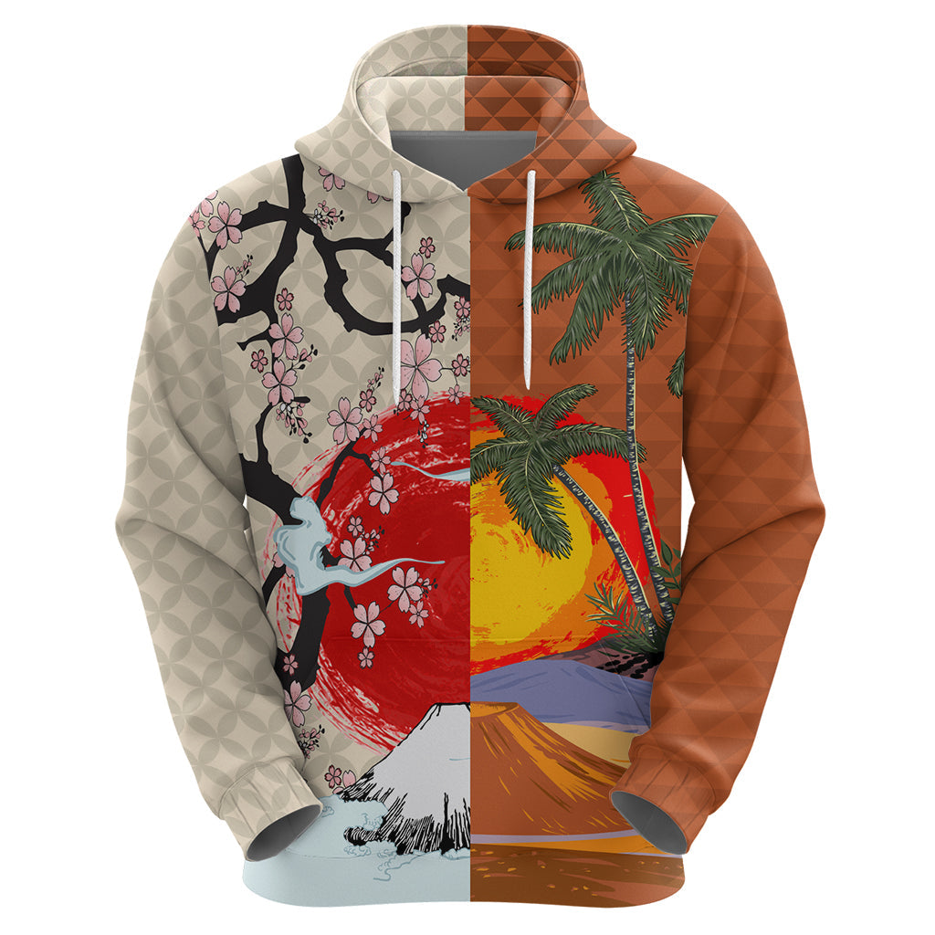 Japanese Culture Hawaii Style Hoodie Mauna Kea and Fuji Mountains LT03