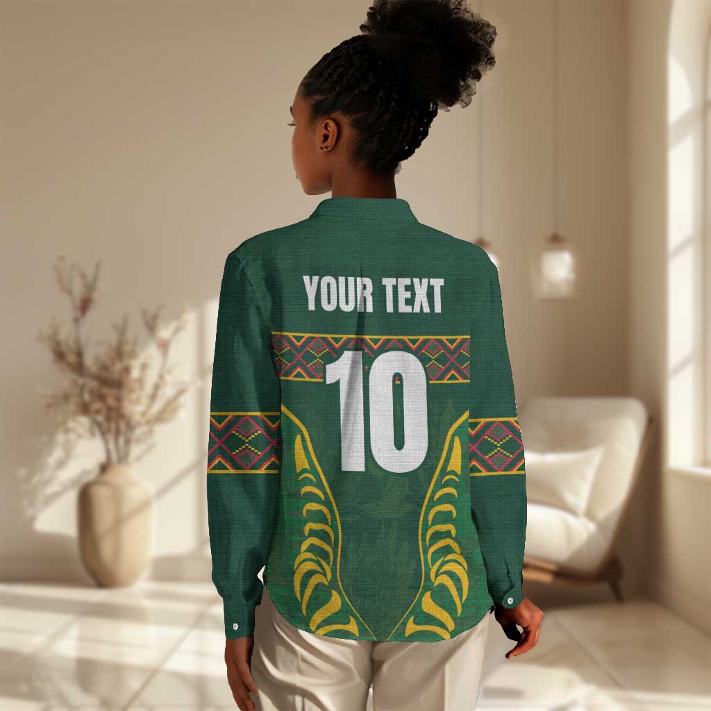 Custom South Africa Rugby Women Casual Shirt Springboks Spirit and King Protea LT03