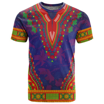 Haiti T shirt Choeblack Dashiki Style Blue Color LT03