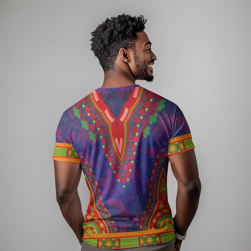 Haiti T shirt Choeblack Dashiki Style Blue Color LT03