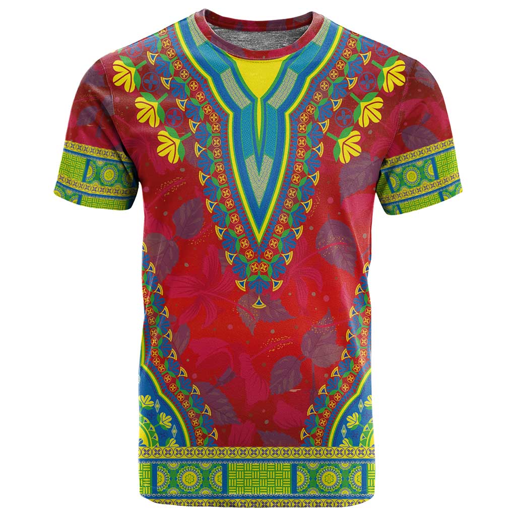 Haiti T shirt Choeblack Dashiki Style Red Color LT03