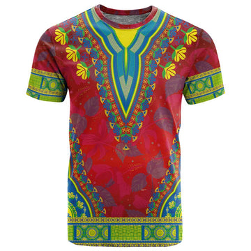 Haiti T shirt Choeblack Dashiki Style Red Color LT03