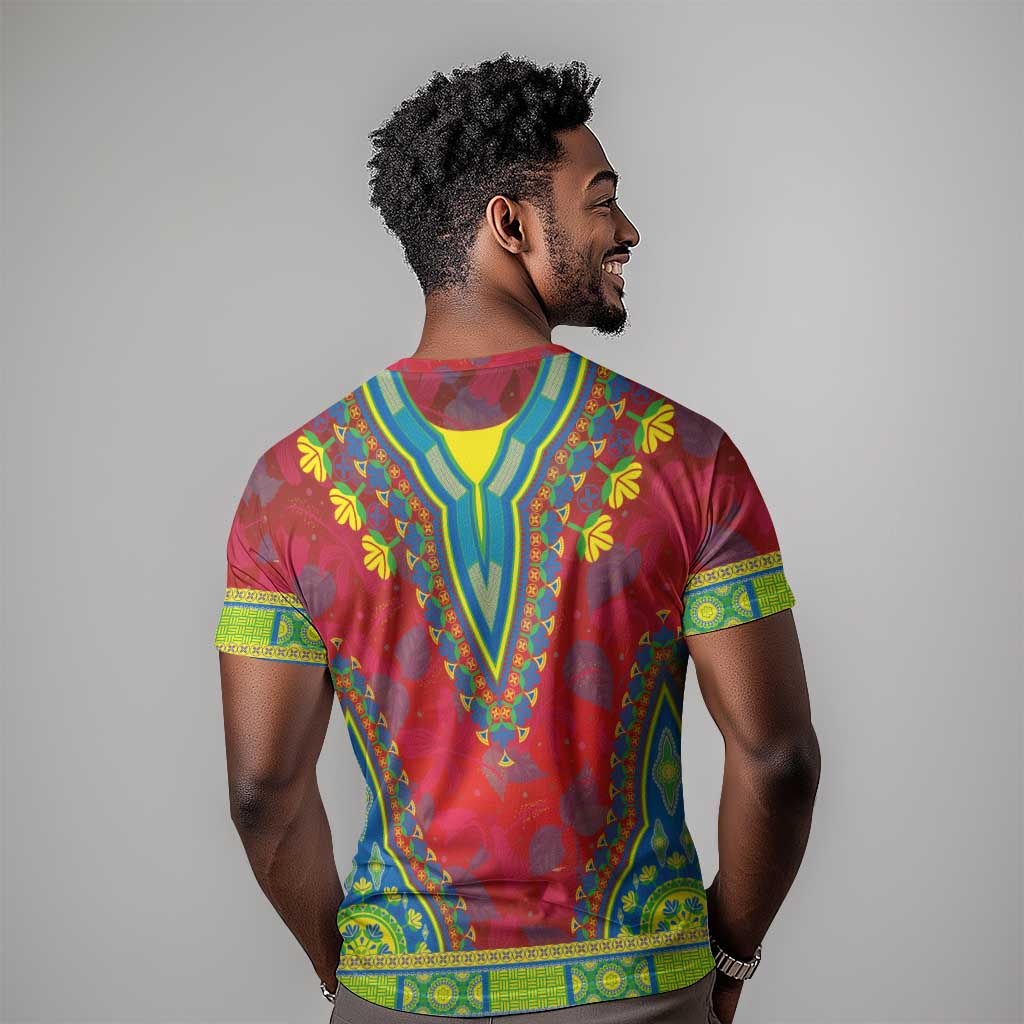 Haiti T shirt Choeblack Dashiki Style Red Color LT03