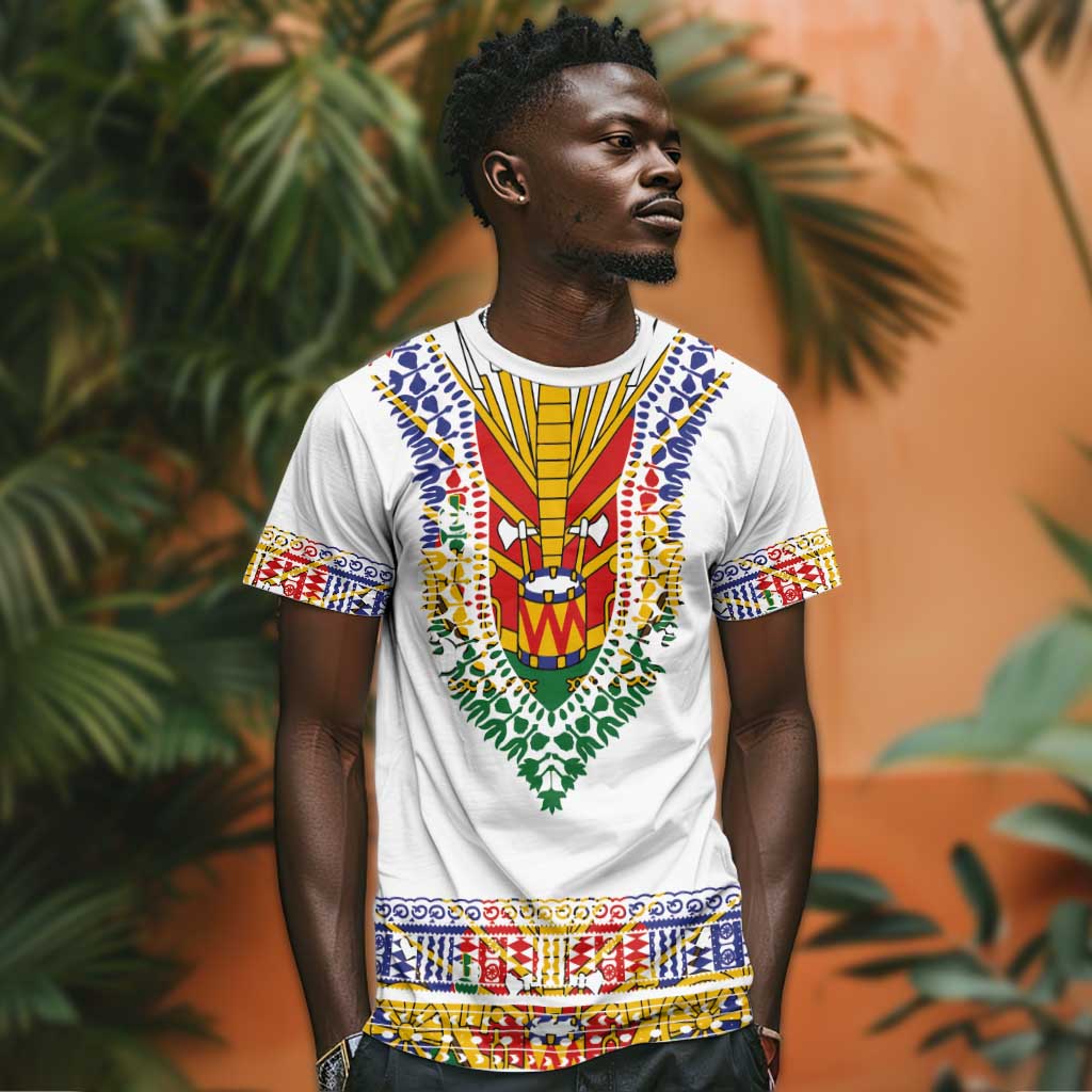Haiti Flag T shirt Traditional Dashiki White Color LT03
